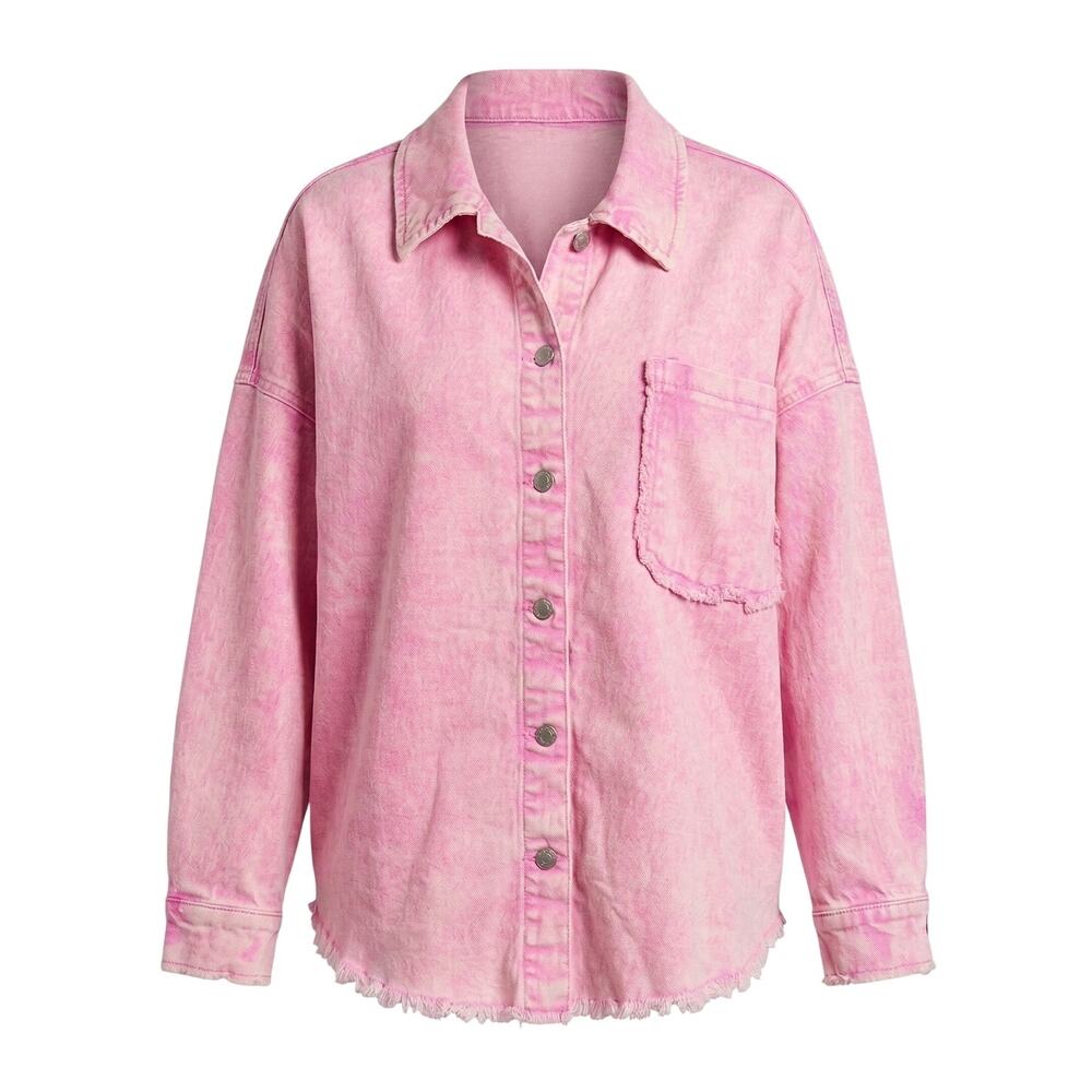 Celebrity Pink Womens XL Y2K Grunge Edgy Dopamine Acid Wash Streetwear Jacket